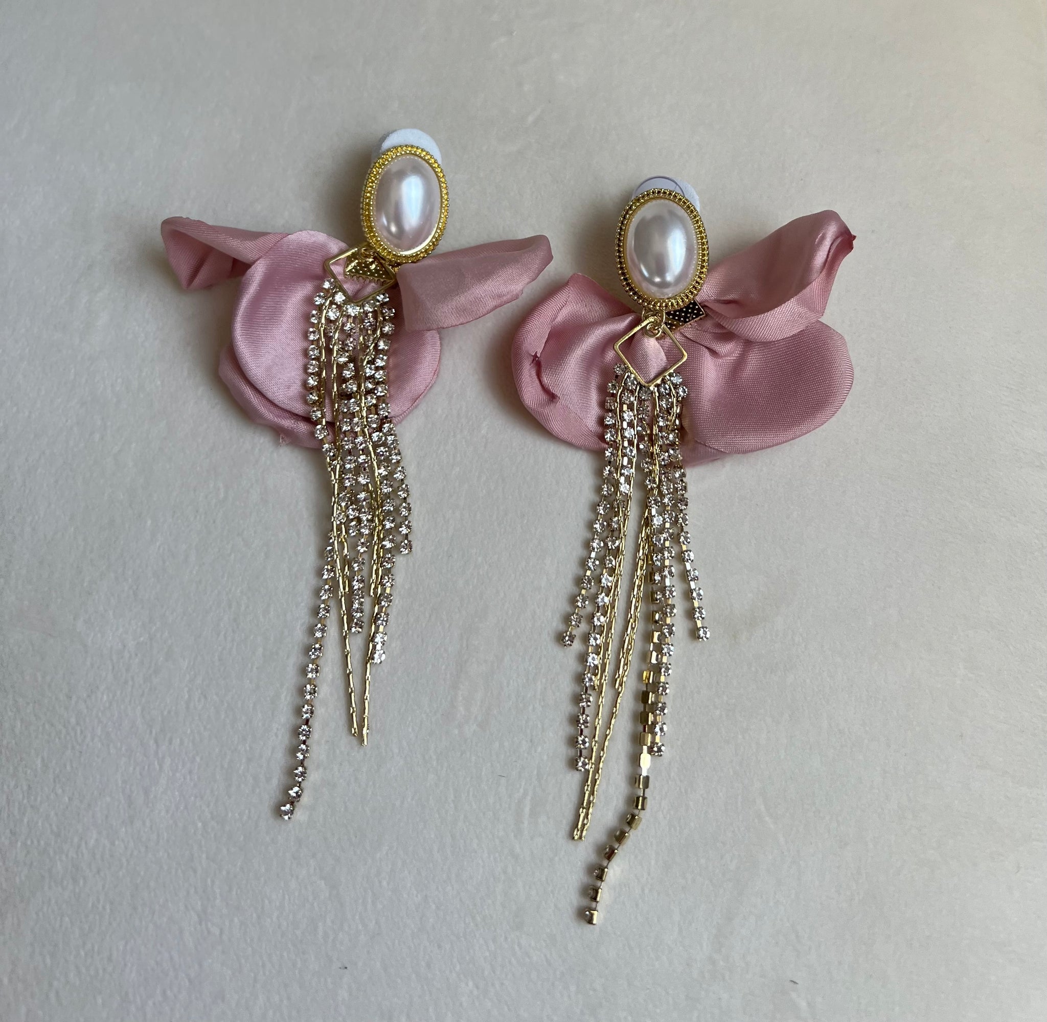 Rhinestone Pink Flower Earring