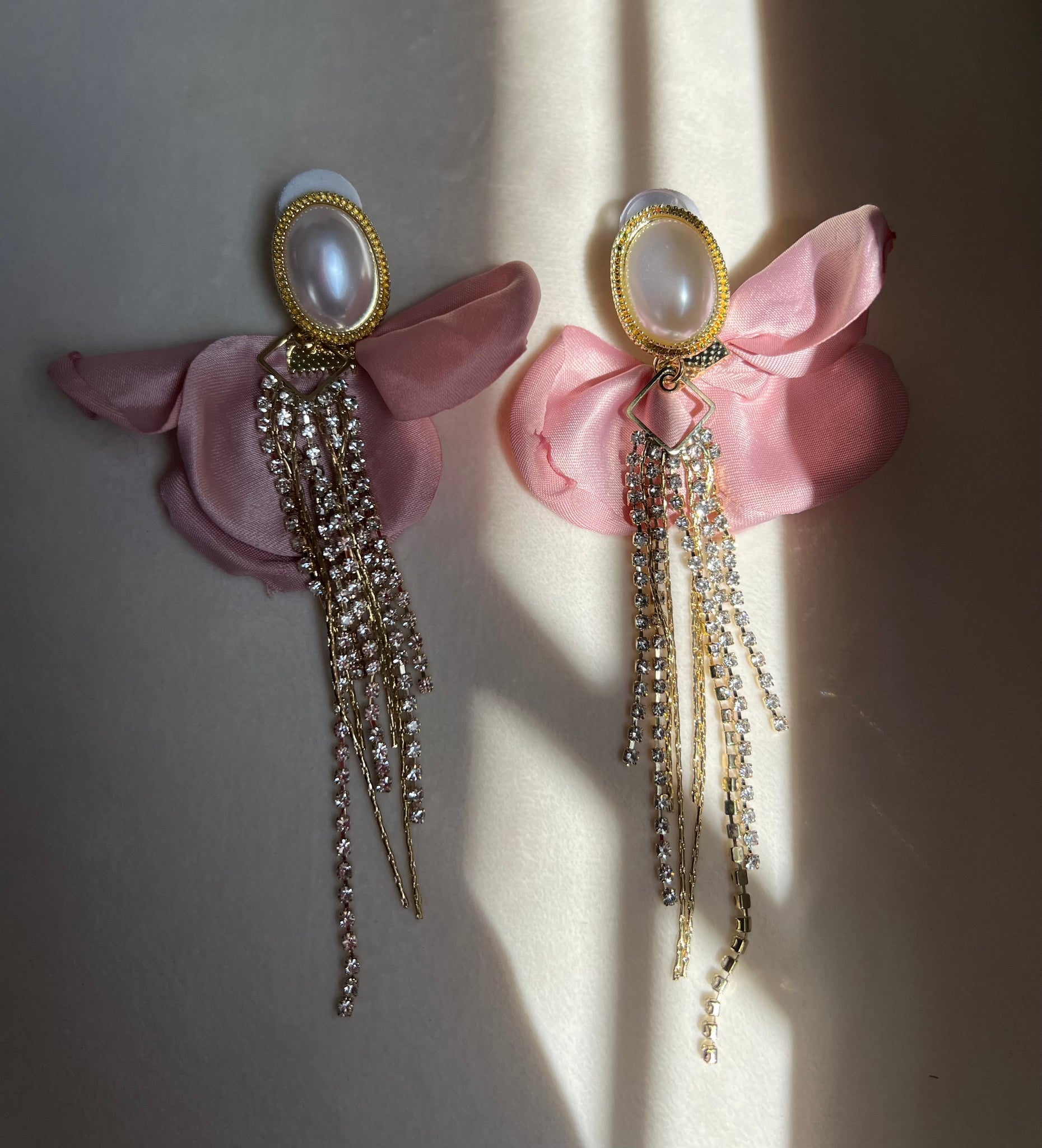 Rhinestone Pink Flower Earring