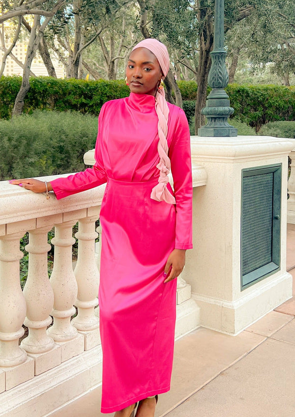Noura Satin in Hot Pink