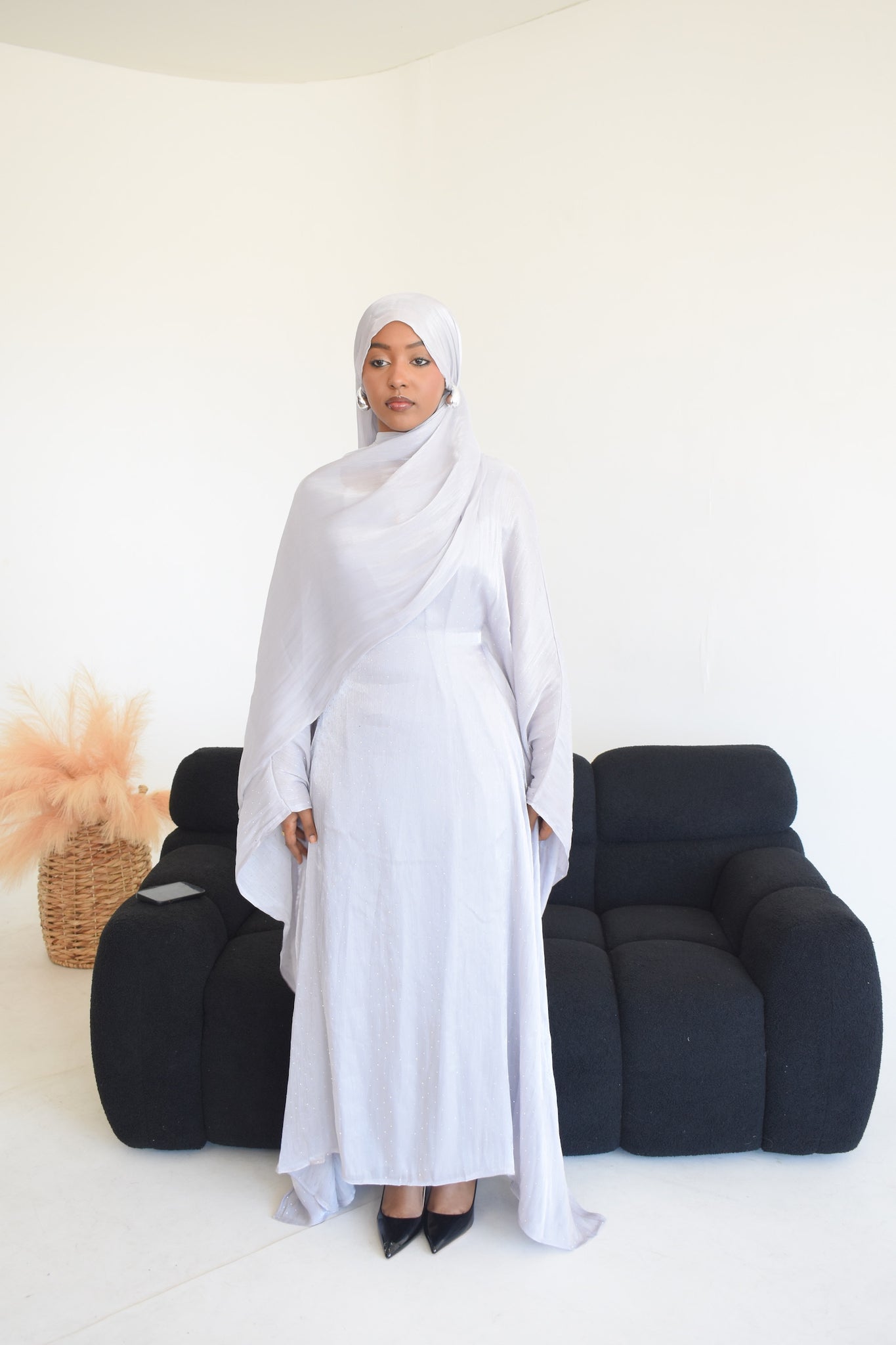 Amira Kaftan Butterfly Abaya in Light Grey