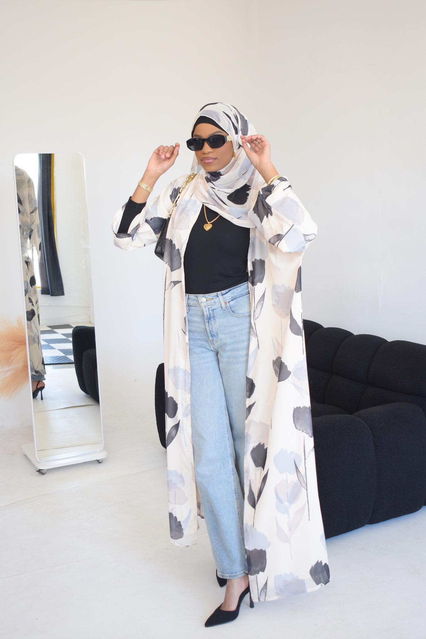 Abeer Two Pieces Cardigan Abaya with Hijab