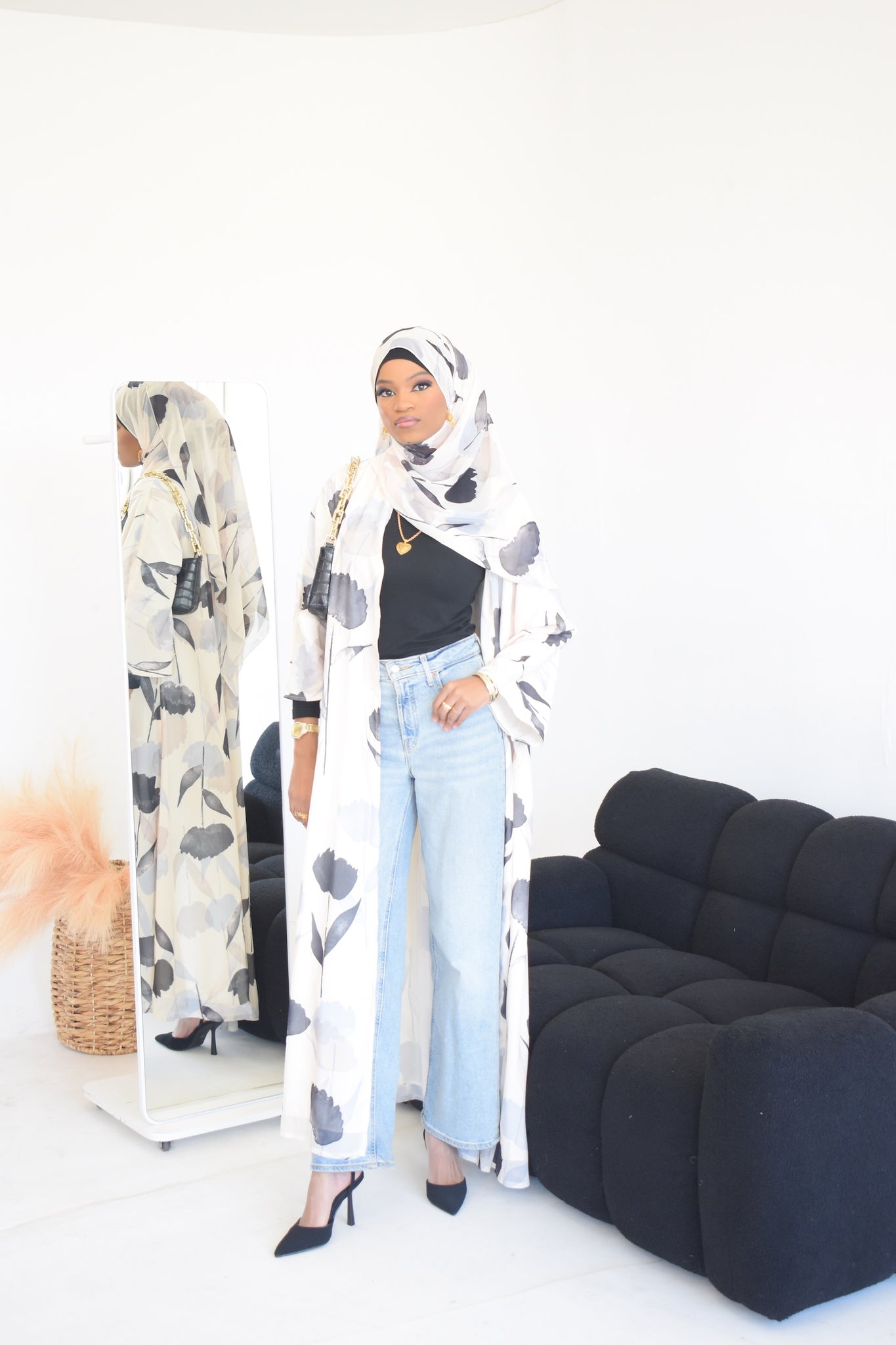 Abeer Two Pieces Cardigan Abaya with Hijab