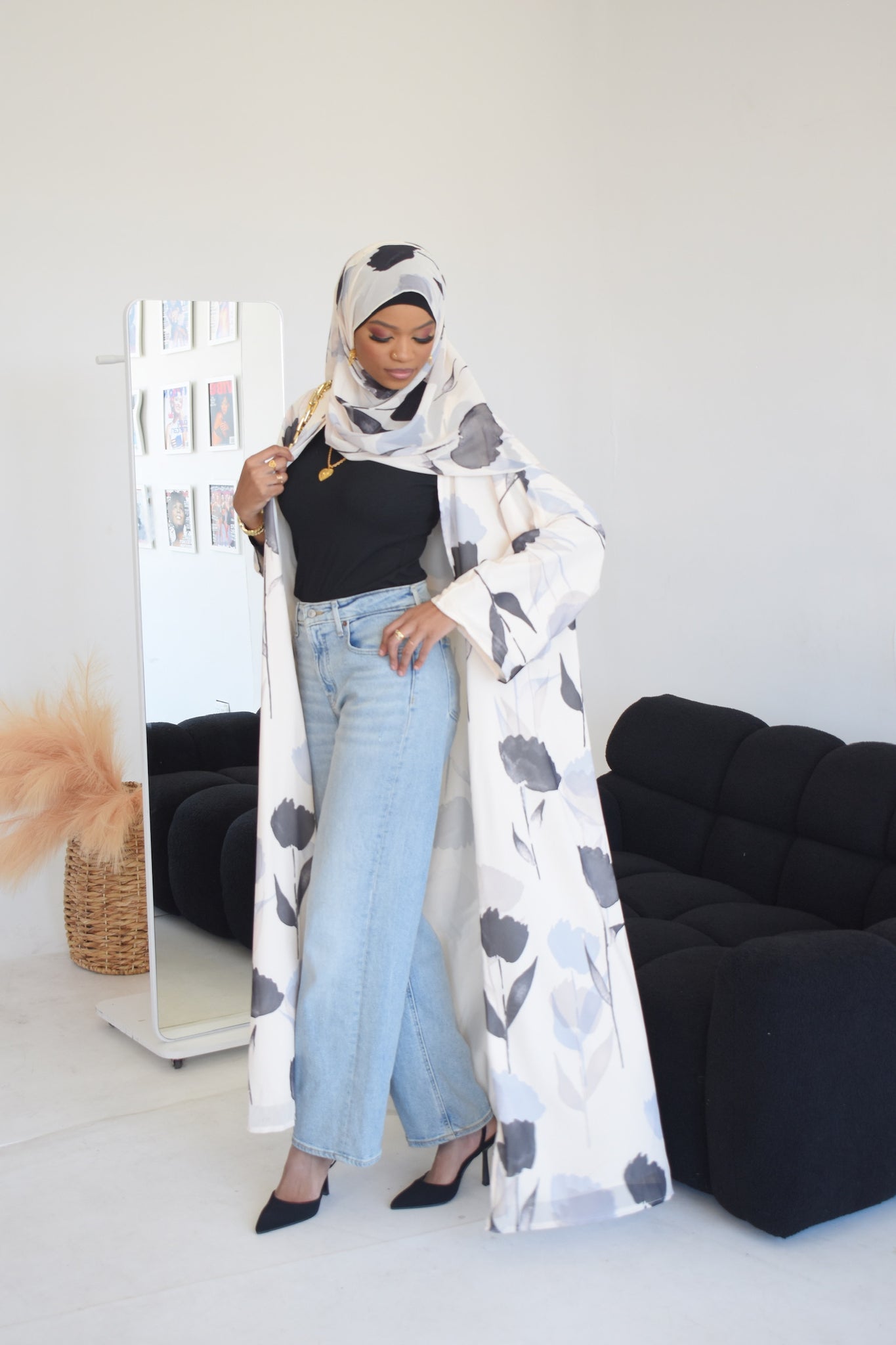 Abeer Two Pieces Cardigan Abaya with Hijab