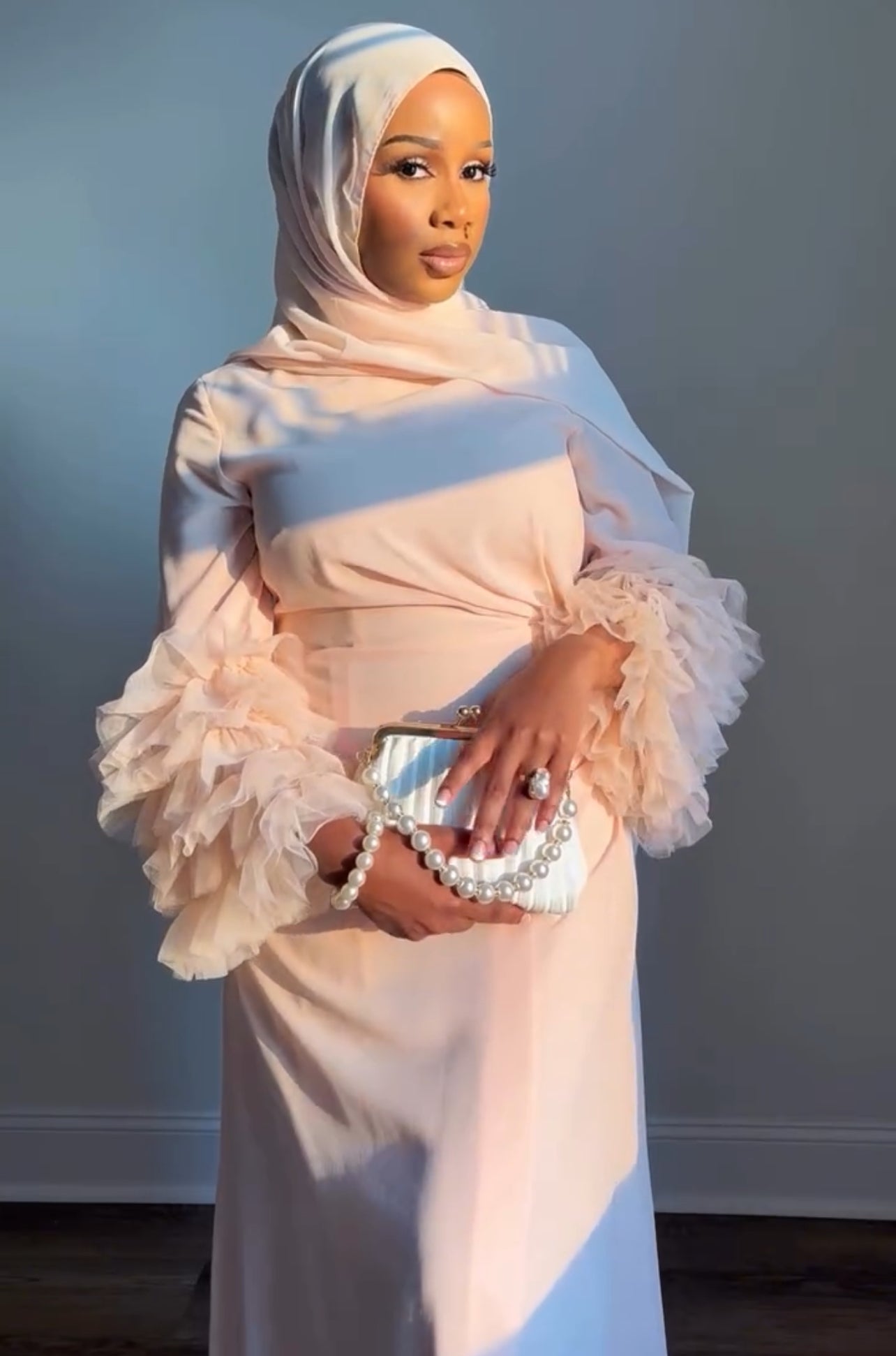 Jasmine Mesh Floral Sleeve - Melon Pink