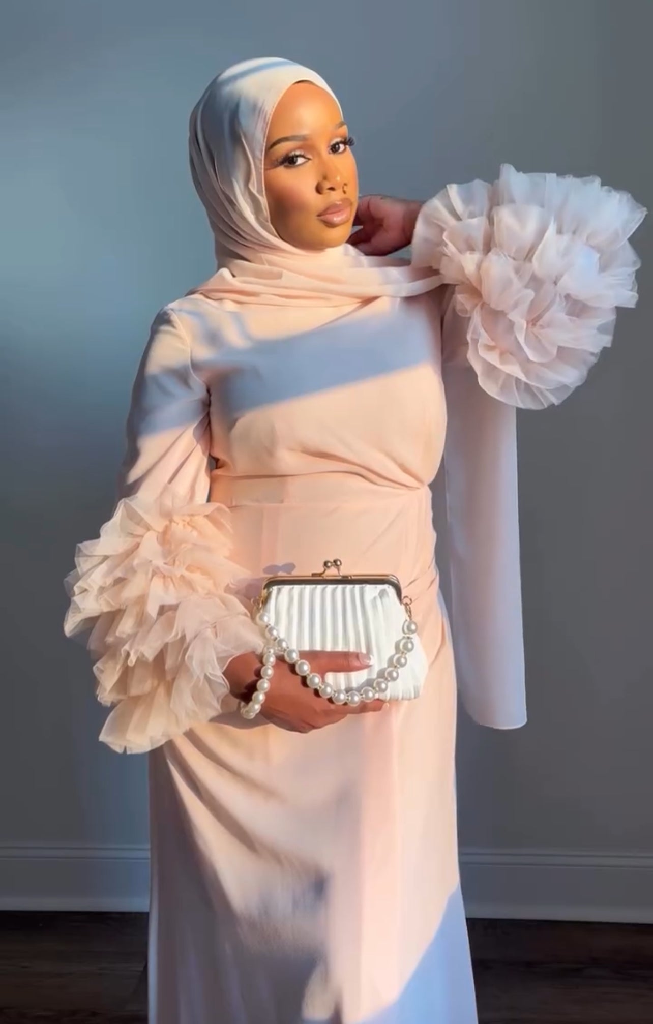 Jasmine Mesh Floral Sleeve - Melon Pink