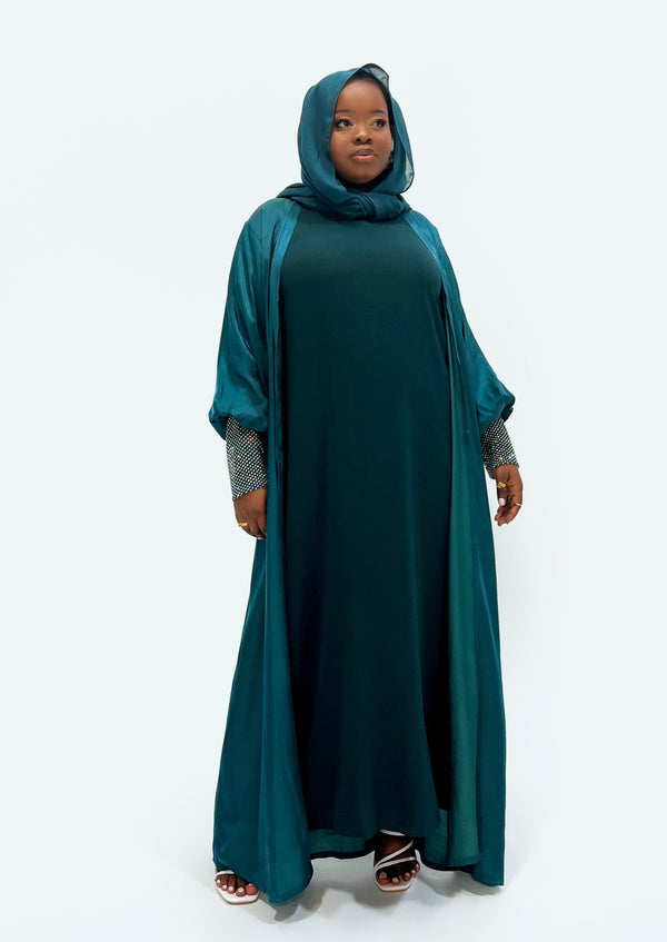 Naomi Three Pieces Abaya Sets in Green