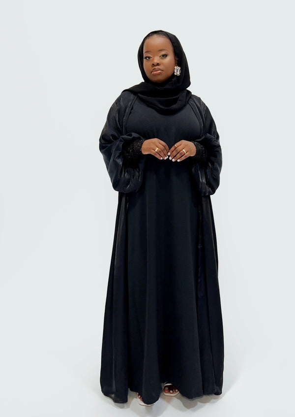 Naomi Three Pieces Abaya Sets in Black