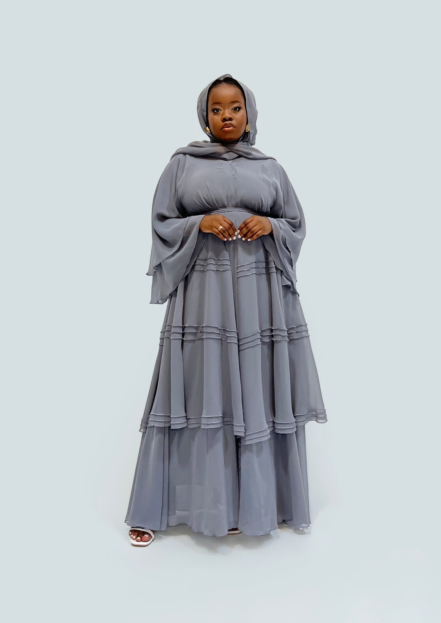 Jamila Two Pieces Abaya Sets in Grey