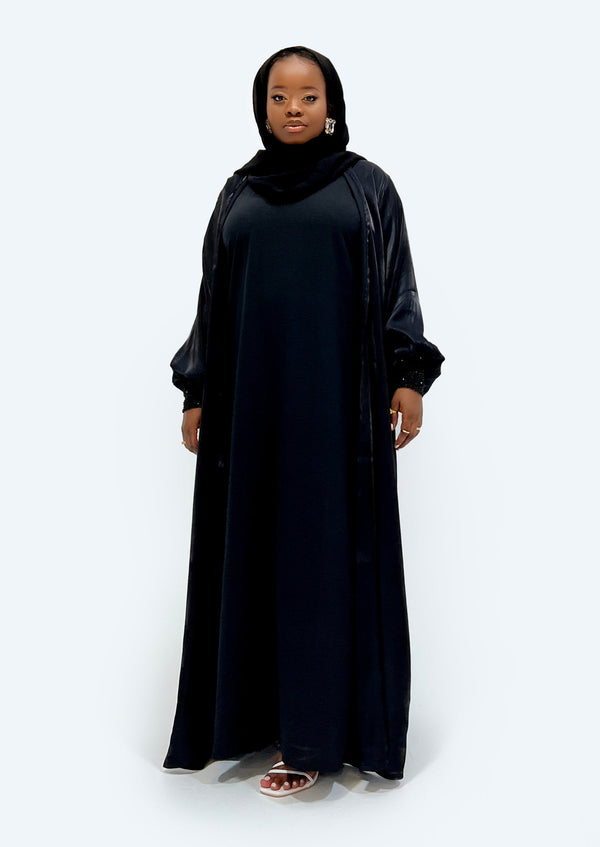 Naomi Three Pieces Abaya Sets in Black