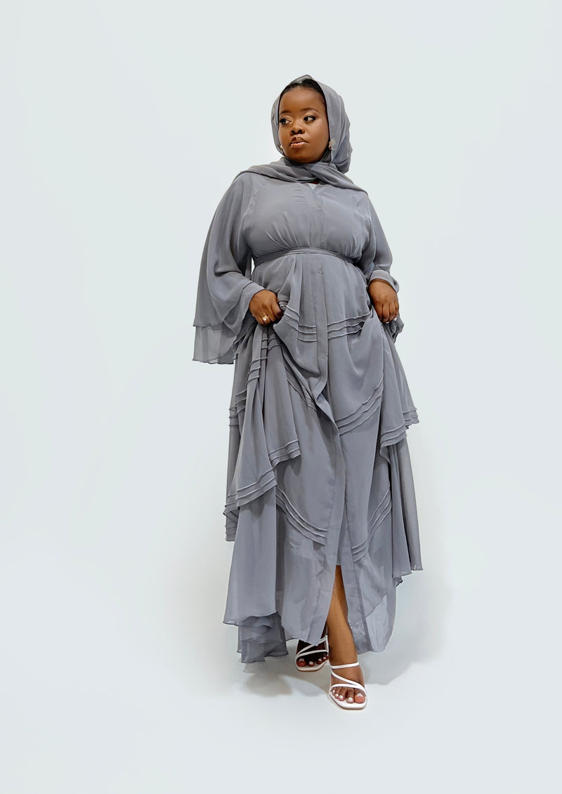Jamila Two Pieces Abaya Sets in Grey