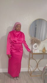 Noura Satin In Hot Pink