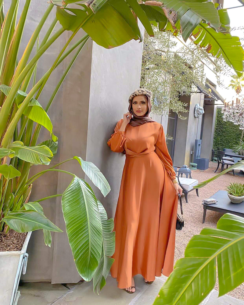 Maysa Satin Dress In Copper