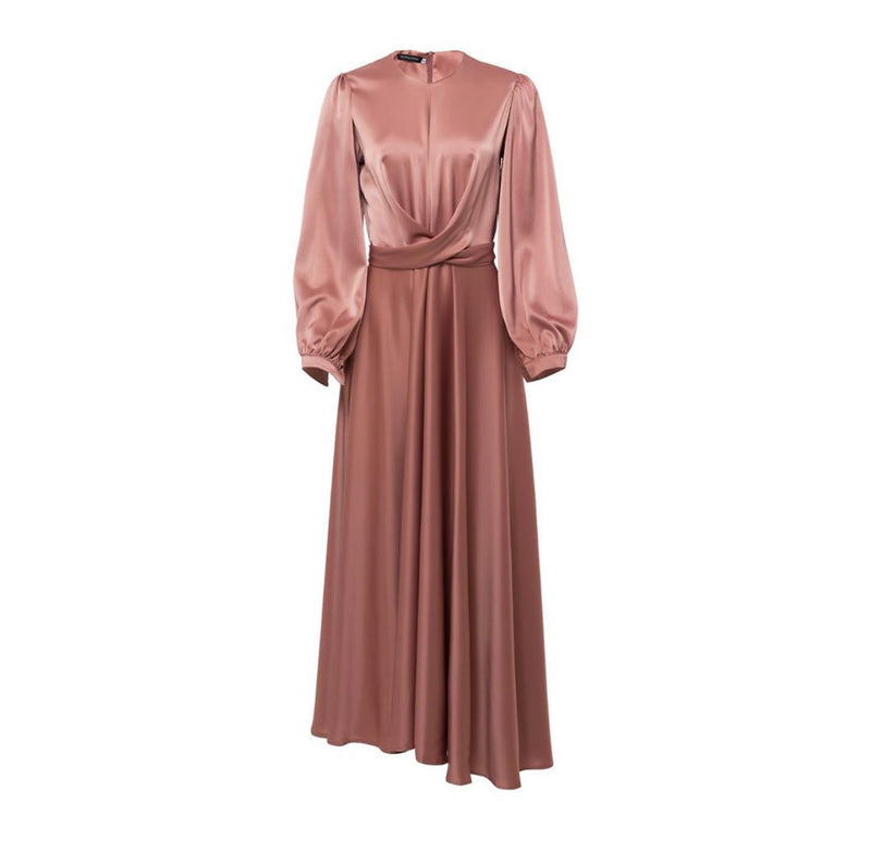 Maysa Satin Dress In Dusty Rose – HIJABTHRONE