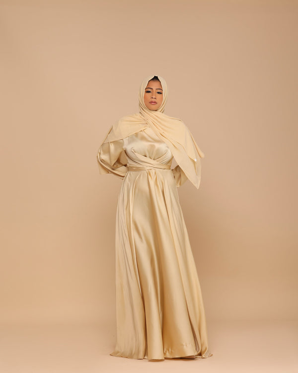 Maysa Satin Dress in Butter Gold ( Limited Edition)