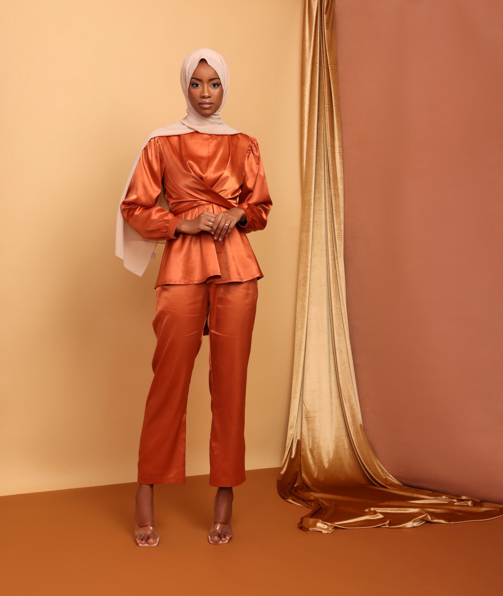 Maysa Satin Sets in Copper