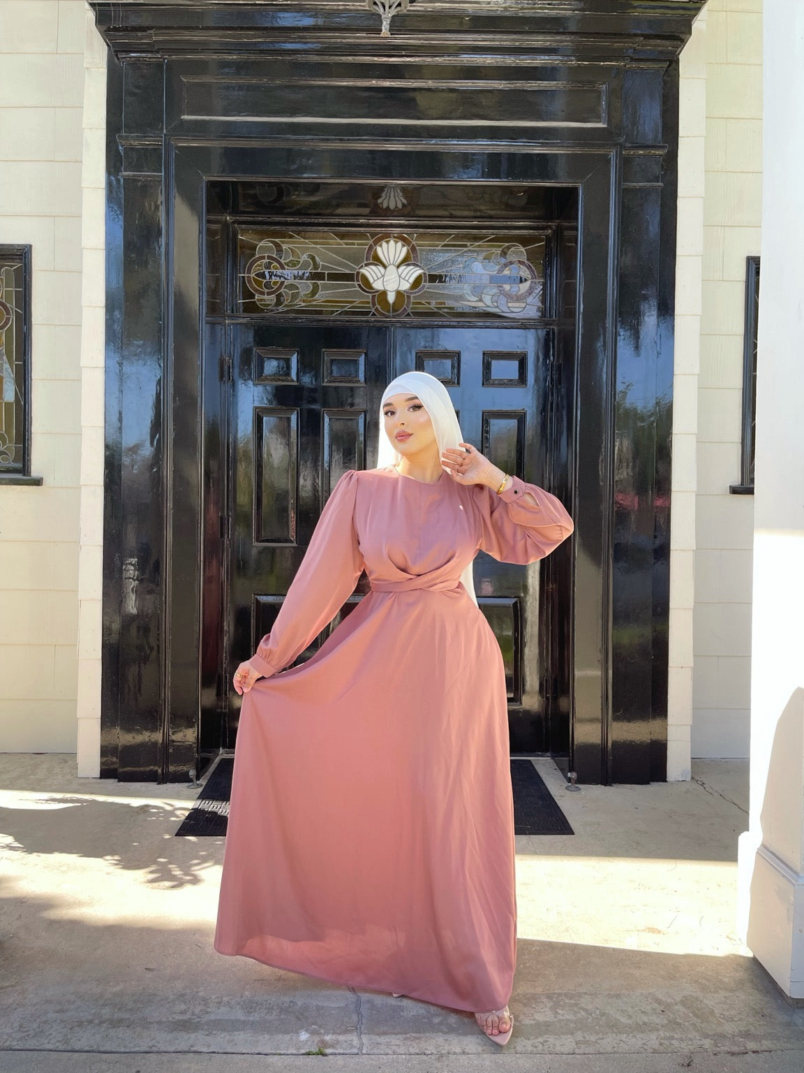 Maysa Satin Dress In Dusty Rose