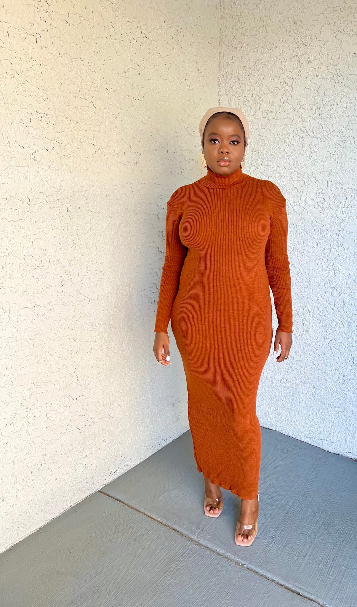 Amber Turtleneck Knitted Sweater Dress