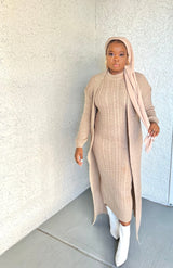 Beige Two Pieces Knitted Sweater Sets