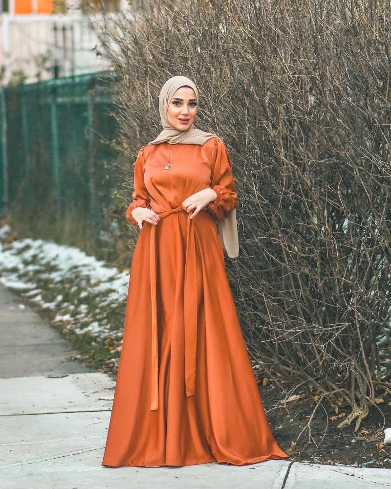 Maysa Satin Dress In Copper